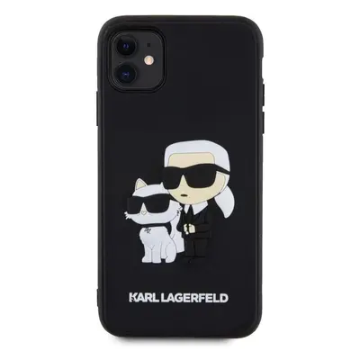 Kryt na mobil Karl Lagerfeld 3D Rubber Karl and Choupette Zadní Kryt pro iPhone 11 Black