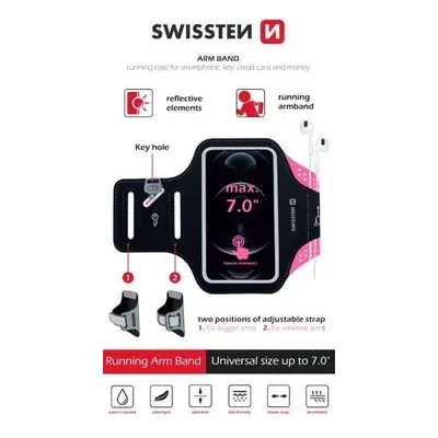 Pouzdro na mobil Swissten Armband Case vel. 7.0" růžové