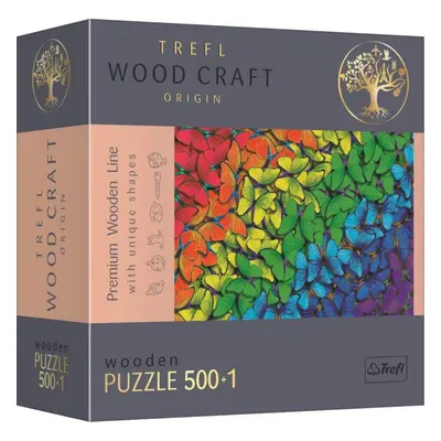 Puzzle Trefl Wood Craft Origin puzzle Duhoví motýli 501 dílků