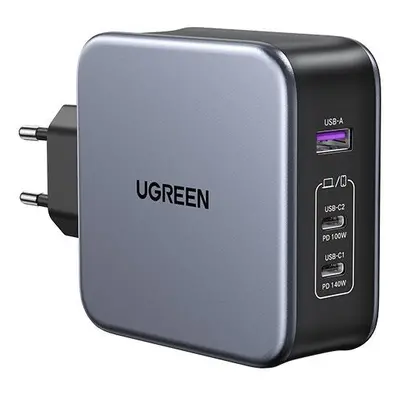 Nabíječka do sítě Ugreen USB-A+2*USB-C 140W GaN Tech Fast Charger with C to C Cable 2M EU Black