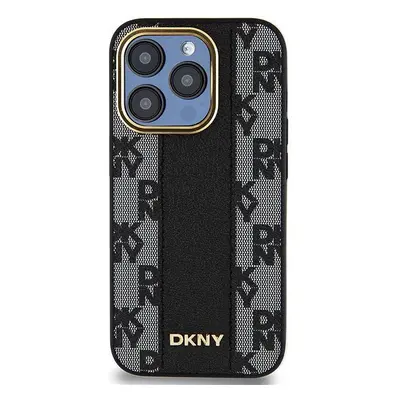 Kryt na mobil DKNY PU Leather Checkered Pattern Magsafe Zadní Kryt pro iPhone 15 Pro Black