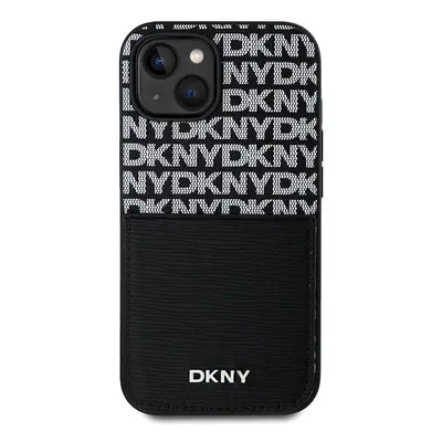 Kryt na mobil DKNY PU Leather Repeat Pattern Card Pocket Zadní Kryt pro iPhone 14 Black