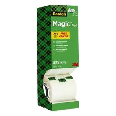 Lepicí páska Scotch Magic 19 mm x 10 m, matná páska k opravě a lepení - balení 8 ks