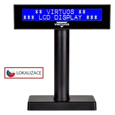 Zákaznický displej Virtuos LCD FL-2026MB 2x20 černý, USB