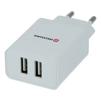 Nabíječka do sítě Swissten síťový adaptér SMART IC 2.1A + kabel micro USB 1.2m bílý