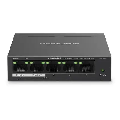 Switch Mercusys MS105GP, 5-Port Gigabit switch, 4-Port PoE+