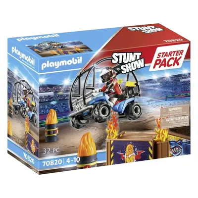 Stavebnice Playmobil 70820 Starter Pack Kaskadérská show se čtyřkolkou a ohnivou rampou