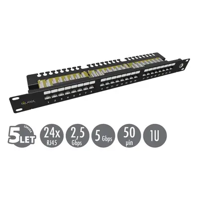 19" Patch panel Solarix 24xRJ45 CAT6 UTP vyvazovací lišta