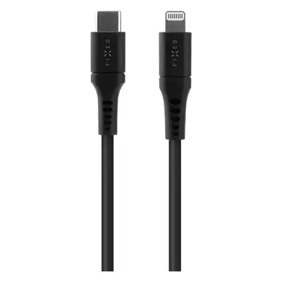 Datový kabel FIXED Cable USB-C/Lightning a podporou PD 1.2m certifikace MFi Liquid silicone čern