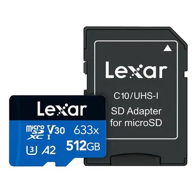 Lexar paměťová karta 512GB High-Performance 633x microSDXC™ UHS-I (čtení/zápis:100/70MB/s) C10 A