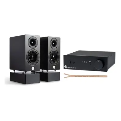 AQ Audio set Pro-Ject Stereo Box S3 BTb+ WRS MM2 black passive +reprokabel AQ 615 2x1,5mm2