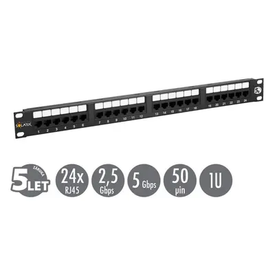 19" Patch panel Solarix 24xRJ45 CAT5E UTP černý 150MHz