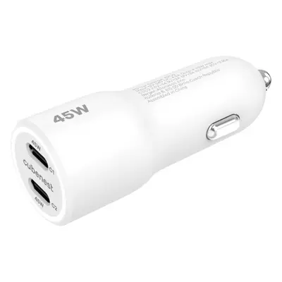 Nabíječka do auta Cubenest E2CO Car Charger PD 45W, 2xUSB-C bílá