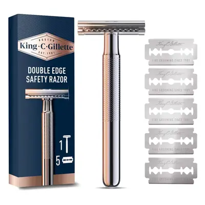 Holicí strojek KING C. GILLETTE Double Edge holicí strojek + hlavice 5 ks