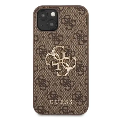 Kryt na mobil Guess PU 4G Metal Logo Zadní Kryt pro Apple iPhone 13 Brown