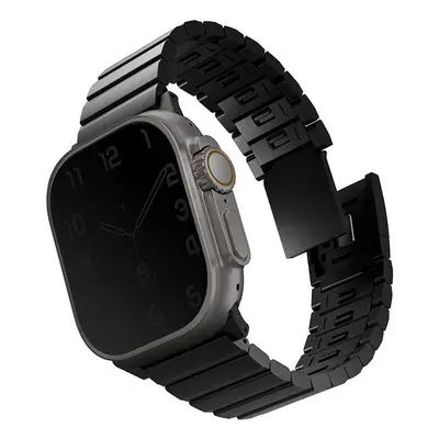 Řemínek Uniq Strova Mag článkový ocelový pro Apple Watch 49/45/44/42mm, Midnight black