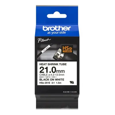 Brother originální páska do tiskárny štítků, Brother, HSE-251E, černý tisk/bílý podklad, 1.5m, 2