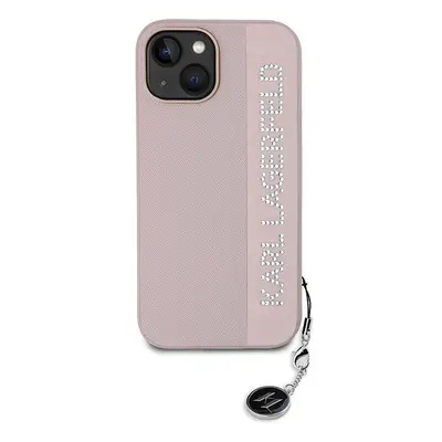 Kryt na mobil Karl Lagerfeld PU Saffiano Rhinestone Charm Zadní Kryt pro iPhone 15 Pink