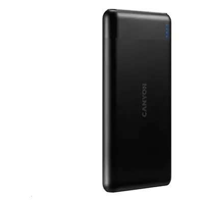 CANYON powerbanka PB-107B PD/QC3.0,10000mAh Li-pol, Input 5/9/12V (MicroUSB/USB-C),Output 5/9/12