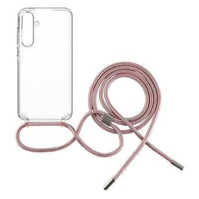 Kryt na mobil FIXED Pure Neck s růžovou šňůrkou na krk pro Samsung Galaxy A55 5G