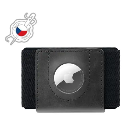 Peněženka FIXED Tiny Wallet for AirTag z pravé hovězí kůže černá