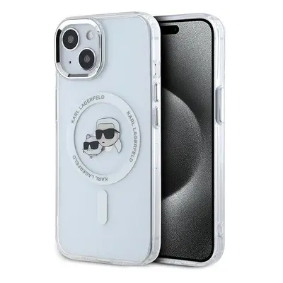 Kryt na mobil Karl Lagerfeld IML K&CH Heads Metal Frame MagSafe Zadní Kryt pro iPhone 15 Transpa