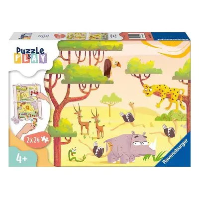 Puzzle Ravensburger 055944 Puzzle & Play Dobrodružství na safari 2x24 dílků