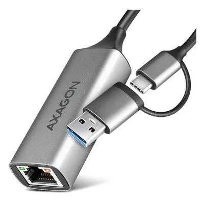 Síťová karta AXAGON ADE-TXCA, Gigabit Ethernet LAN network adapter, USB-C + USB-A 5Gbps