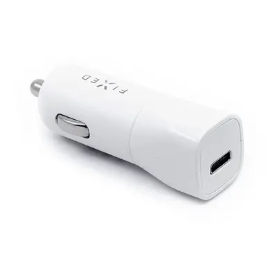 Nabíječka do auta FIXED Car s USB-C výstupem a podporou PD 18W bílá