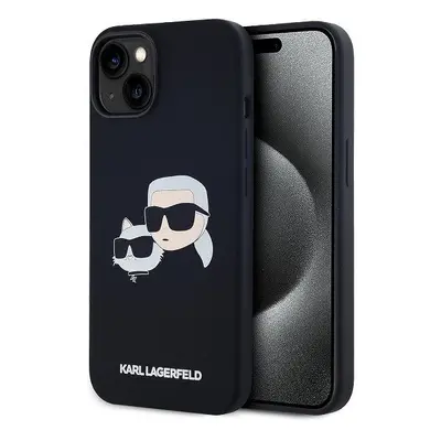 Kryt na mobil Karl Lagerfeld Liquid Silicone Double Heads MagSafe Zadní Kryt pro iPhone 14 Black