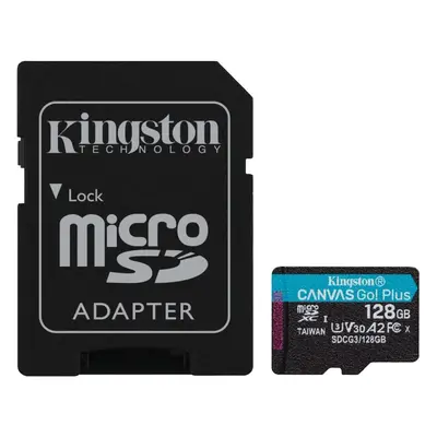 Paměťová karta Kingston MicroSDXC 128GB Canvas Go! Plus + SD adaptér