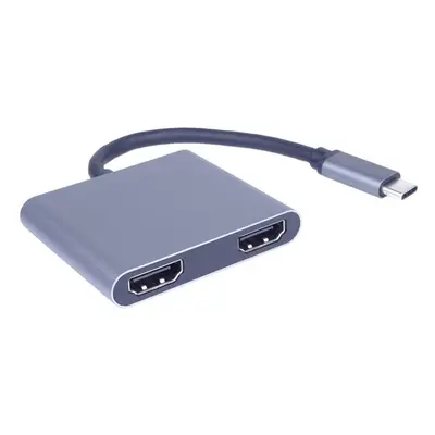 Redukce PremiumCord MST adaptér USB-C na 2x HDMI, USB3.0, PD, rozlišení 4K a FULL HD 1080p,