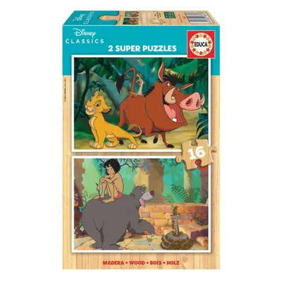 Puzzle Educa Dřevěné puzzle Disney klasika 2x16 dílků