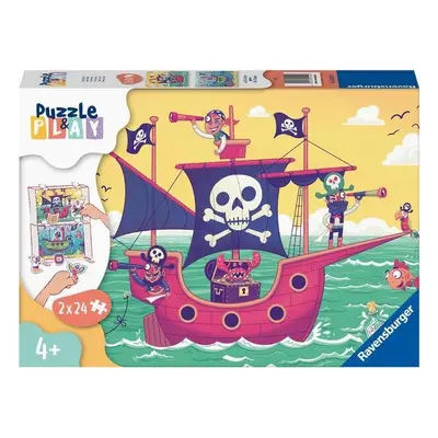 Puzzle Ravensburger 055920 Puzzle & Play Piráti a země na dohled 2x24 dílků