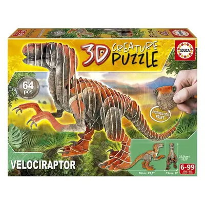 3D puzzle EDUCA 3D puzzle Velociraptor 64 dílků