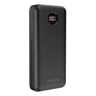 CANYON powerbanka PB-2002, 20000mAh Li-poly QC&PD, display, In USB-C, Out 1x USB-C + 2x USB-A, č