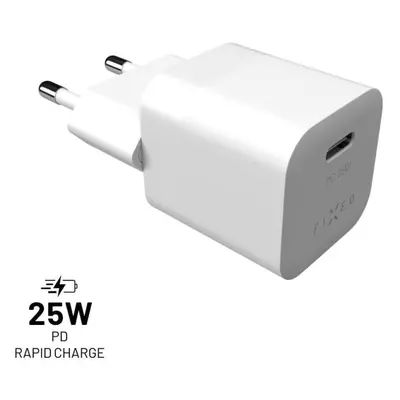 Nabíječka do sítě FIXED PD Rapid Charge Mini s USB-C výstupem a podporou PD 25W bílý