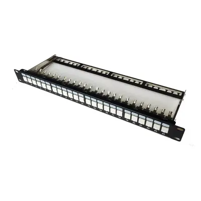 Patch panel Datacom 24x RJ45, přímý, CAT6A, STP, černý, 1U