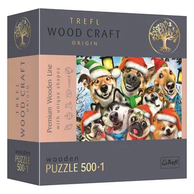 Dřevěné puzzle Trefl Wood Craft Origin puzzle Vánoční psi 501 dílků