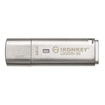 Kingston IronKey Locker+ 50/64GB/145MBps/USB 3.1/USB-A/Stříbrná