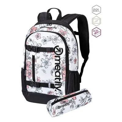 Školní batoh Meatfly Basejumper Blossom White 22 l