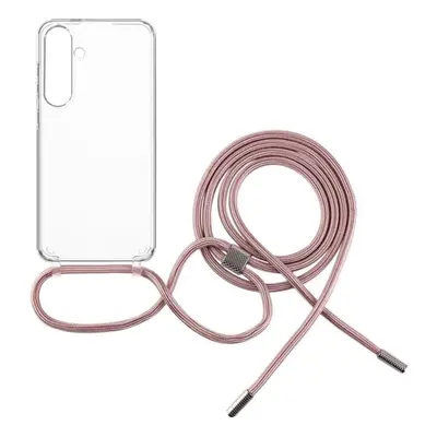 Kryt na mobil FIXED Pure Neck s růžovou šňůrkou na krk pro Samsung Galaxy S24+