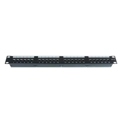 Patch panel Datacom 24x RJ45, přímý, CAT6, UTP, černý, 1U