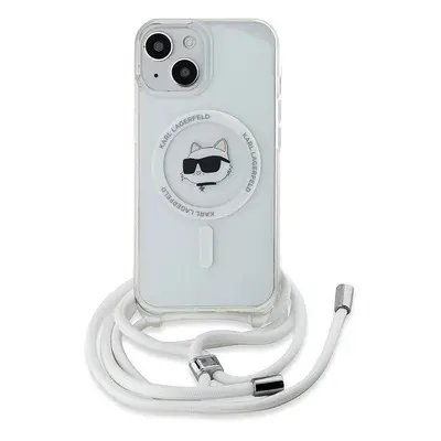 Kryt na mobil Karl Lagerfeld IML Crossbody Choupette Head MagSafe Zadní Kryt pro iPhone 15 Trans