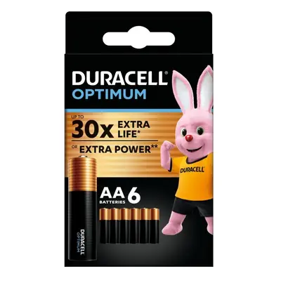 Jednorázová baterie DURACELL Optimum alkalická baterie tužková AA 6 ks