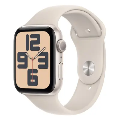 Chytré hodinky Apple Watch SE 44mm Hvězdně bílý hliník s hvězdně bílým sportovním řemínkem - S/M