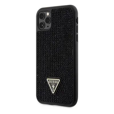 Kryt na mobil Guess Rhinestones Triangle Metal Logo Kryt pro iPhone 11 Pro Black