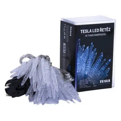 Světelný řetěz Tesla - vánoční řetěz Rampouch 7cm, 50LED, 6500K, 5m + 3m kabel, 230V, časovač, I