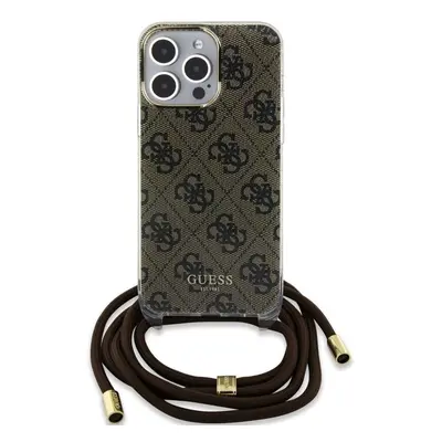 Kryt na mobil Guess IML 4G Printed Crossbody Zadní Kryt pro iPhone 15 Pro Max Brown