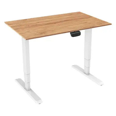 Výškově nastavitelný stůl AlzaErgo Table ET1 NewGen bílý + deska TTE-01 140x80cm bambusová